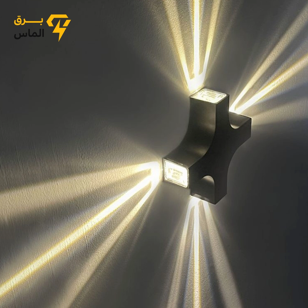 1385-2 چراغ دیواری دکوراتیو چهار طرفه ضد آب مشکی 4 وات مودی - تصویر 1