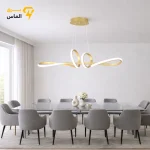 لوستر مدرن شکلاتی با ریموت کنترل / چهار حالته / طلایی الکترواستاتیک وارداتی / آلومینیوم دایکاست / ضمانت 2 ساله معتبر