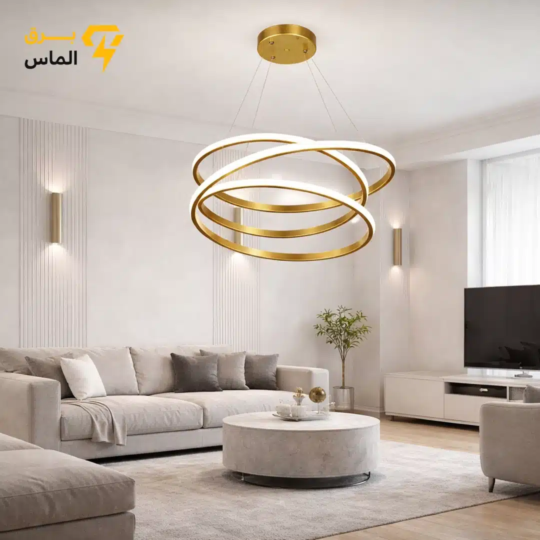 1847-2 لوستر مدرن هوشمند طلائی مدل چشمه - تصویر 1