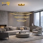 لوستر مدرن سالنی هوشمند 3 طبقه طلائی
