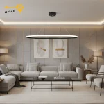 لوستر مدرن بالا کانتری مدل بیضی مشکی 95*40 60وات 3 حالته
