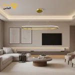 لوستر مدرن بالا کانتری مدل بیضی طلایی 95*40 60وات 3 حالته