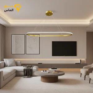 لوستر مدرن بالا کانتری مدل بیضی طلایی 95*40 60وات 3 حالته