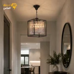 لوستر آویز تک شعله کریستالی مکعب