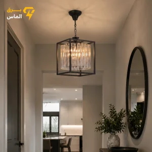 لوستر آویز تک شعله کریستالی مکعب