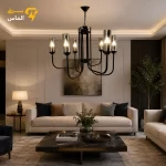 لوستر ونوس با حباب وارداتی - مشکی / 6 شاخه