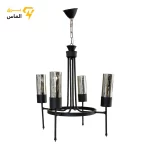 لوستر مدرن مشعل 4 شعله مشکی مناسب سالن و پذیرایی - تصویر 2