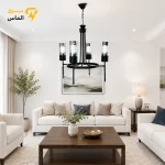 لوستر مدرن مشعل 4 شعله مشکی مناسب سالن و پذیرایی