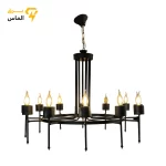 لوستر مدرن مشعل 12 شعله مشکی مناسب سالن و پذیرایی - تصویر 2