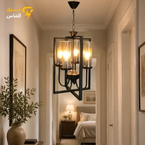 لوستر آویز 4 شعله طرح مستطیل