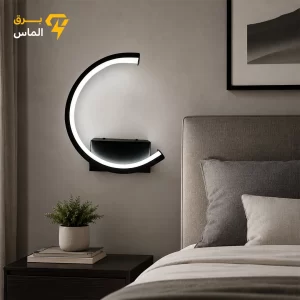 چراغ دیواری هلال ماه وارداتی شارژی/مشکی/24 ماه ضمانت