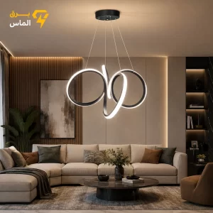 لوستر سقفی مدرن SMD مدل چهار گل با ریموت کنترل 4 حالته وارداتی/مشکی/24ماه ضمانت