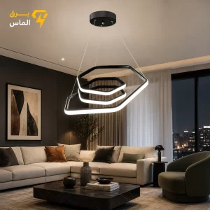 لوستر سقفی مدرن SMD مدل هالوکس با ریموت کنترل 4 حالته وارداتی/مشکی/24 ماه ضمانت