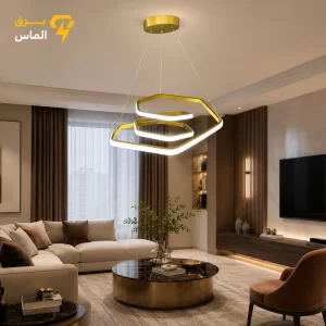 لوستر سقفی مدرن SMD مدل هالوکس با ریموت کنترل 4 حالته وارداتی/طلایی/24 ماه ضمانت