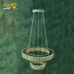 لوستر مدرن 2حلقه کریستالی سایز 20*40 / کفی دارای LED / ریموت کنترل/ ضمانت بازگشت وجه - تصویر 2