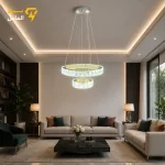 لوستر مدرن کهکشانی 2حلقه کریستالی سایز 40/20/ریموت کنترل/ضمانت کالا