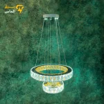 لوستر مدرن 2حلقه کریستالی سایز 20*40 / کفی دارای LED / ریموت کنترل/ ضمانت بازگشت وجه - تصویر 3